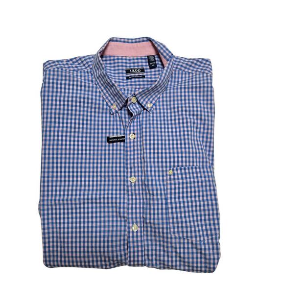 Izod Plaid Gingham men's button down blue/pink long sleeve Size XXL Blue/Pink - Picture 1 of 8